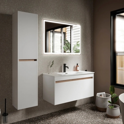 Мебель для ванной Sancos Smart 100 см белый глянец
