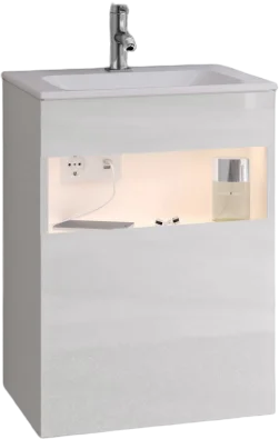 Тумба для комплекта Keuco Stageline 32822 46 см, R, с подсветкой, розеткой и точкой зарядки USB и USB-C, белая