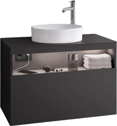 Тумба для комплекта Keuco Stageline 32865 80 см, с подсветкой, розеткой и точкой зарядки USB и USB-C, вулканит