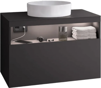 Тумба для комплекта Keuco Stageline 32863 80 см, с подсветкой, розеткой и точкой зарядки USB и USB-C, вулканит