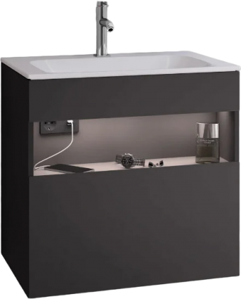Тумба для комплекта Keuco Stageline 32852 65 см, с подсветкой, розеткой и точкой зарядки USB и USB-C, вулканит