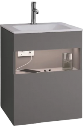 Тумба для комплекта Keuco Stageline 32842 50 см, с подсветкой, розеткой и точкой зарядки USB и USB-C, инокс матовый