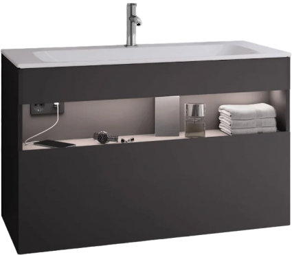 Тумба для комплекта Keuco Stageline 32872 100 см, с подсветкой, розеткой и точкой зарядки USB и USB-C, вулканит