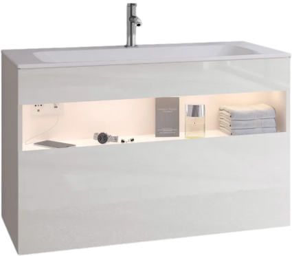 Тумба для комплекта Keuco Stageline 32872 100 см, с подсветкой, розеткой и точкой зарядки USB и USB-C, белая