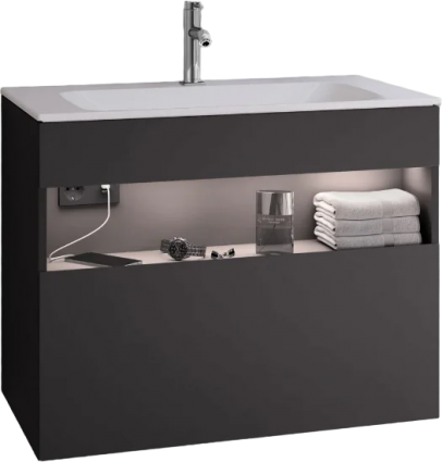 Тумба для комплекта Keuco Stageline 32862 80 см, с подсветкой, розеткой и точкой зарядки USB и USB-C, вулканит