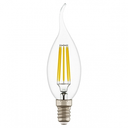 Лампа светодиодная филаментная Lightstar LED Filament E14 6W 3000К свеча на ветру прозрачная 933602