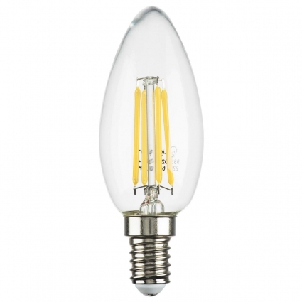Лампа светодиодная филаментная Lightstar LED Filament E14 6W 4000K свеча прозрачная 933504