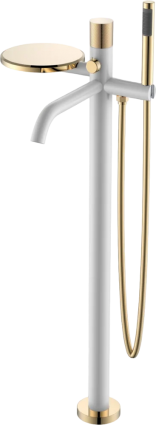 Напольный смеситель для ванны с душем Boheme Stick 129-WG.2 white touch gold