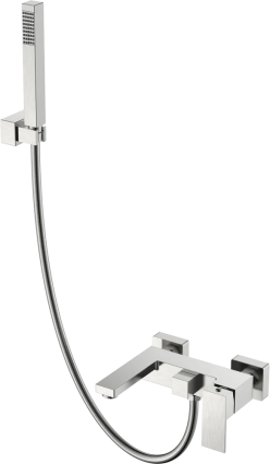 Смеситель для ванны с душем Boheme Qubic 473-NB brushed nickel