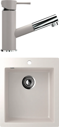 Комплект  Мойка кухонная Ulgran U-404 -331 белая + Смеситель для кухни Ulgran U-009 -331 белый