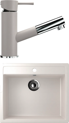 Комплект  Мойка кухонная Ulgran U-104 -331 белая + Смеситель для кухни Ulgran U-009 -331 белый