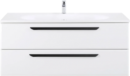Тумба с раковиной Cezares Eco 120, bianco opaco, 2 ящика, ручки черные
