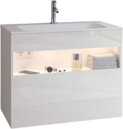 Тумба для комплекта Keuco Stageline 32862 80 см, с подсветкой, розеткой и точкой зарядки USB и USB-C, белая