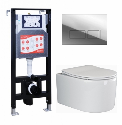 Комплект 3 в 1 инсталляция ESBANO FRAM + Унитаз подвесной Ceramica Nova Moments CN3003 + кнопка хром глянцевая