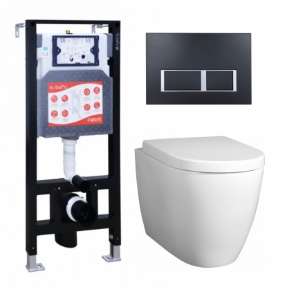 Комплект 3 в 1 инсталляция ESBANO FRAM + Унитаз подвесной BelBagno Marino + кнопка черная матовая