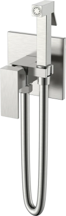Гигиенический душ Boheme Qubic 477-NB со смесителем, С ВНУТРЕННЕЙ ЧАСТЬЮ, brushed nickel