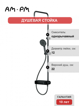 Душевая стойка Am.Pm X-Joy F0785A622 черный матовый