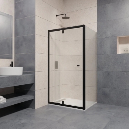 Душевой уголок RGW Passage PA-02B+80 см (67x80)х80x185 профиль черный, стекло прозрачное