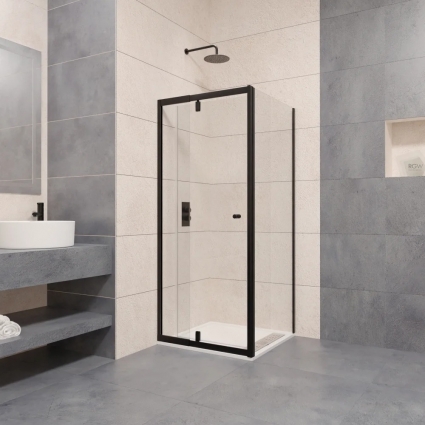 Душевой уголок RGW Passage PA-02B+70 см (67x80)х70x185 профиль черный, стекло прозрачное
