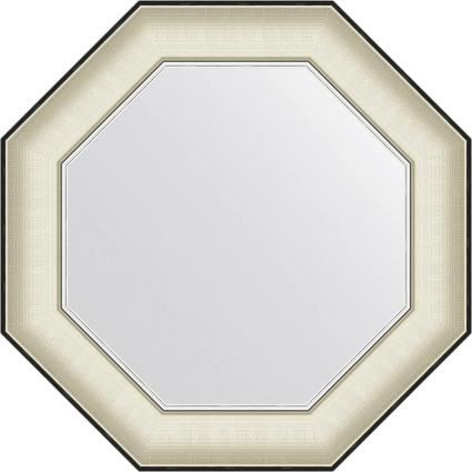 Зеркало Evoform Octagon BY 7439 54х54 белая кожа с хромом, в багетной раме