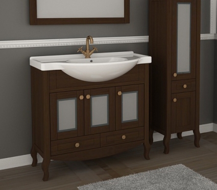Тумба с раковиной ASB-Woodline Флоренция 85 бук тироль витраж, массив ясеня