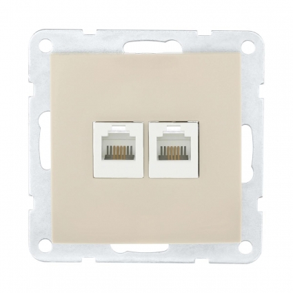 Розетка LK Studio компьютерная 2хRJ-45 кат. 5е с накладкой (бежевый) LK60 866201-1