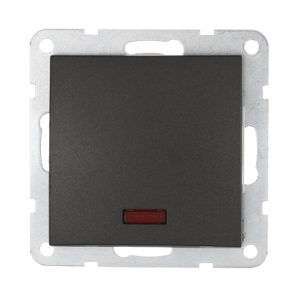 Выключатель LK Studio 1-кл., c индикатором (схема 1L) 16 A, 250 B (черный бархат) LK60 860208-1