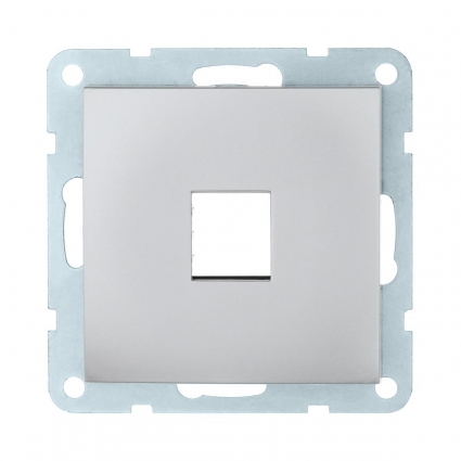 Накладка LK Studio с суппортом розетки компьютерной и телефонной на 1 вход (серебристый металлик) БЕЗ разъема LK60 866103-0