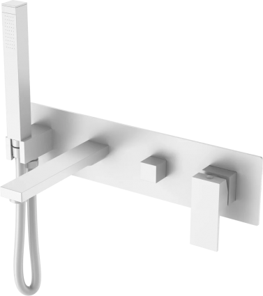 Смеситель для ванны с душем Boheme Qubic 474-2-MW С ВНУТРЕННЕЙ ЧАСТЬЮ, matt white