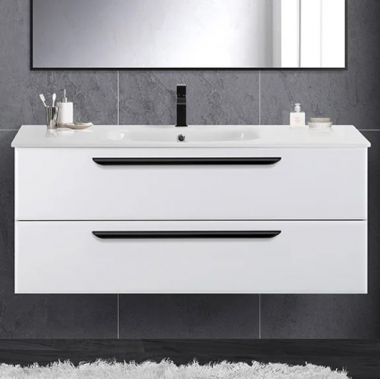 Тумба с раковиной Cezares Eco Cer 120, bianco lucido, ручки черные