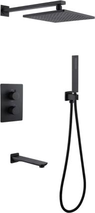 Душевой комплект Abber Weiss Insel AF8050B С ВНУТРЕННЕЙ ЧАСТЬЮ, черная матовая