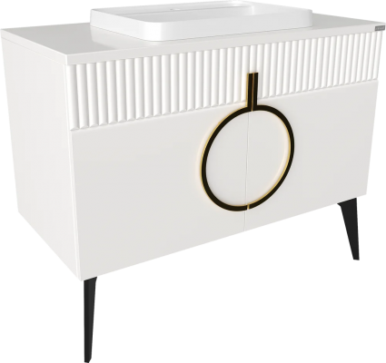 Тумба для комплекта STWORKI Valisso 105 white, золотые ручки