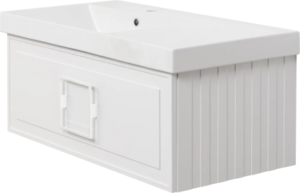 Тумба с раковиной La Fenice Cubo 90 L, белая, ручка белая