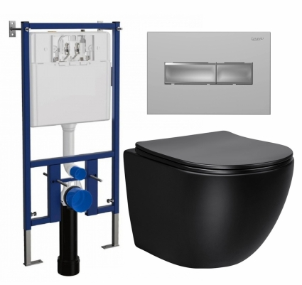 Комплект 3 в 1 инсталляция Loranto 4501 + Унитаз Vincea Globo VT1-14SMB + кнопка хром матовая