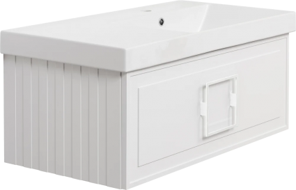 Тумба с раковиной La Fenice Cubo 90 R, белая, ручка белая