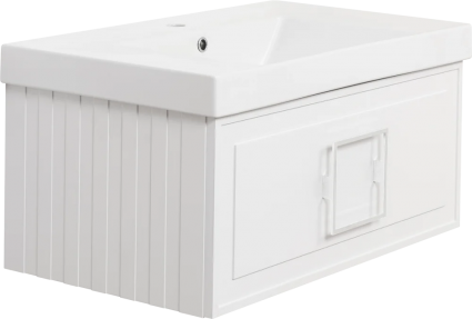 Тумба с раковиной La Fenice Cubo 80 белая, ручка белая