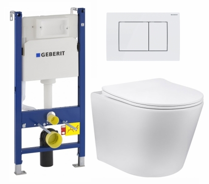 Комплект 3 в 1 инсталляция Geberit Duofix + Унитаз Vincea Piatti VT1-11 + кнопка белая