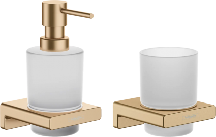 Набор Hansgrohe AddStoris Стакан 41749140 + Дозатор 41745140, шлифованная бронза