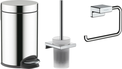 Набор Hansgrohe AddStoris Держатель туалетной бумаги 41771000 + Ершик 41752000 + Мусорное ведро 41775000