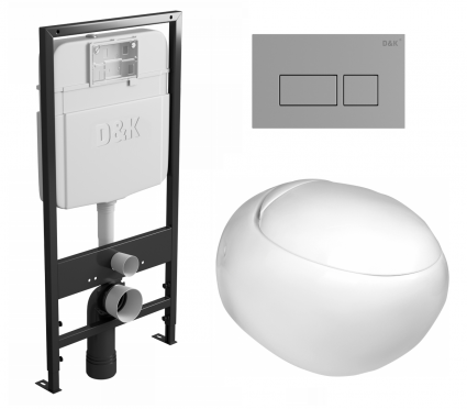 Комплект 3 в 1 инсталляция D&K DI8055119 + Унитаз подвесной WeltWasser Jeckenbach + Кнопка прямоугольная хром 