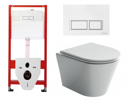 Комплект 3 в 1 инсталляция для унитазов Tece Tecespring S955203 + Унитаз подвесной Ceramica Nova Forma CN3011 с кнопкой глянцевой белой