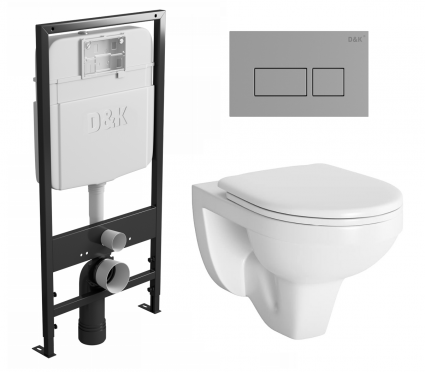 Комплект 3 в 1 инсталляция D&K DI8055119 + Унитаз подвесной Berges Wasserhaus Gamma 081105 + Кнопка прямоугольная хром 