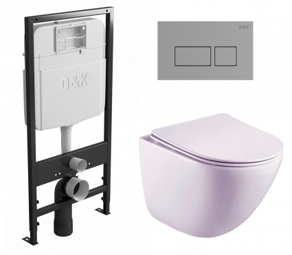 Комплект 3 в 1 инсталляция D&K DI8055119 + Унитаз подвесной Esbano Lotus ESUPLOTUW + Кнопка прямоугольная хром 