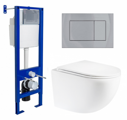 Комплект 3 в 1 инсталляция Berges Wasserhaus Atom 410 + Унитаз подвесной Enio Unico Tornado 1.0 + кнопка хром