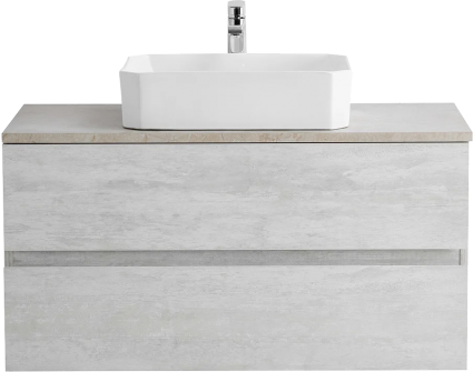 Тумба с раковиной Cezares Molveno 46 100 legno bianco, со столешницей marmo crema opaco