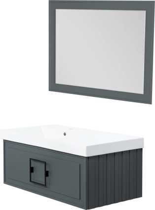 Мебель для ванной La Fenice Cubo 90 L серая, ручка черная