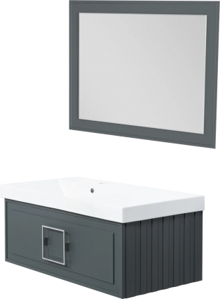 Мебель для ванной La Fenice Cubo 90 L серая, ручка хром