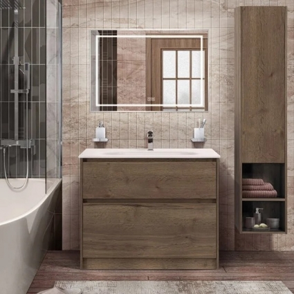Мебель для ванной BelBagno Kraft 100 напольная, rovere tabacco, раковина BB1010/465-LV-VTR-BL