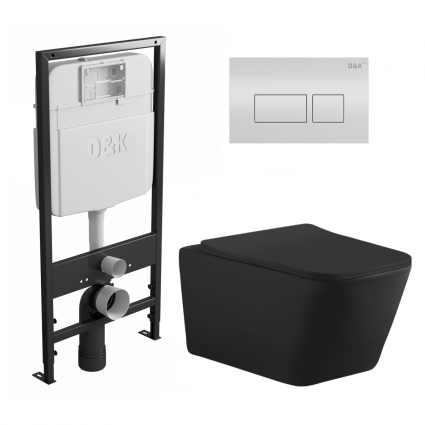 Комплект 3 в 1 инсталляция D&K DI8055119 + Унитаз подвесной Aquanet Tavr-W BW 287011 + Кнопка прямоугольная белая