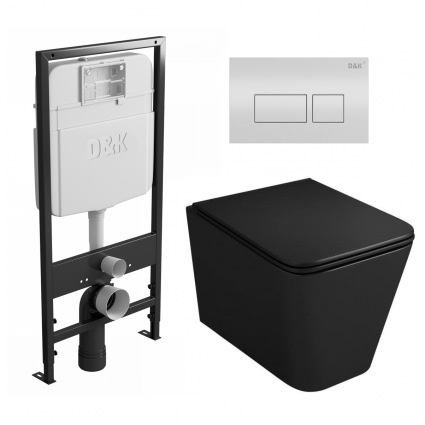Комплект 3 в 1 инсталляция D&K DI8055119 + Унитаз подвесной Owl 1975 Ruta-H OWLT190404 + Кнопка прямоугольная белая
